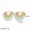 Resin Stainless Steel Heart Shaped Women's Earrings 18K Gold Plated