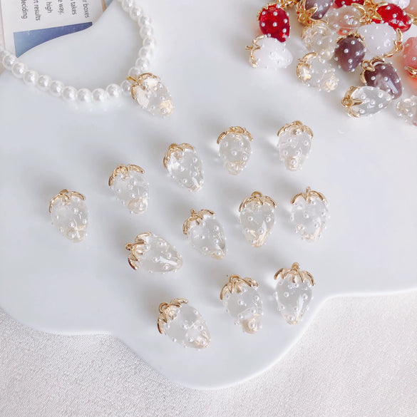 Resin Strawberry Raspberry Inlaid Pearl Jewelry Accessories Pendant Earrings