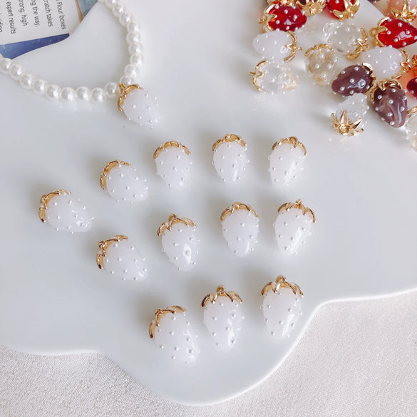 Resin Strawberry Raspberry Inlaid Pearl Jewelry Accessories Pendant Earrings