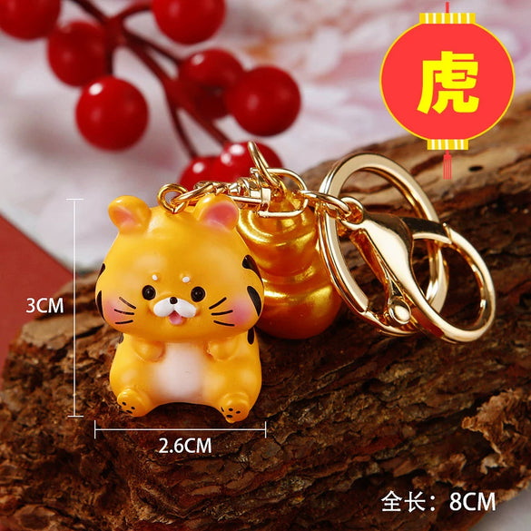 Resin Zodiac Dragon Lucky Ingot Keychain For Women's Bags