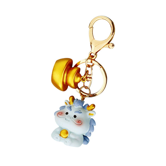 Resin Zodiac Dragon Lucky Ingot Keychain For Women's Bags