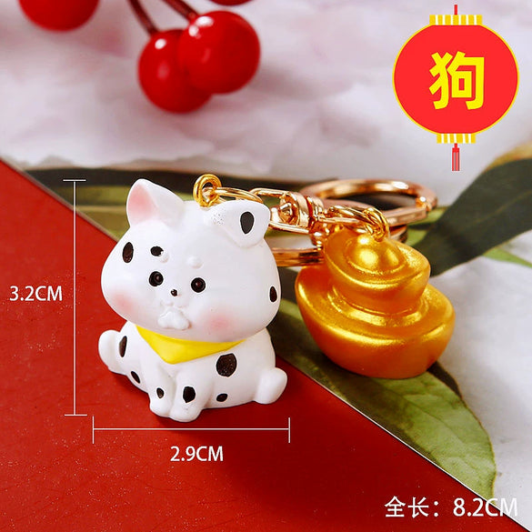 Resin Zodiac Dragon Lucky Ingot Keychain For Women's Bags