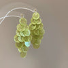 Resort Style Fabric Silver Needle Flower Geometric Handmade Tassel Earrings For Women