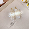Resort Style Fabric Silver Needle Flower Geometric Handmade Tassel Earrings For Women