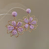 Resort Style Fabric Silver Needle Flower Geometric Handmade Tassel Earrings For Women