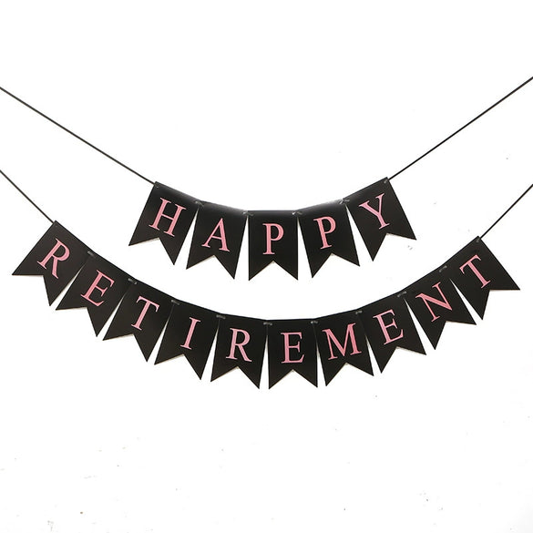 Retirement Flag Balloon Hanging Decoration Swallowtail Letter Pull Flower Headband Simple Style