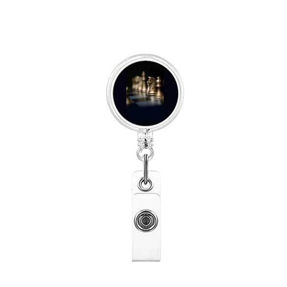 Retractable Id Badge Reel Puller Abs Material Modern Art Chess Glue Patch Easy Pull Buckle Printing