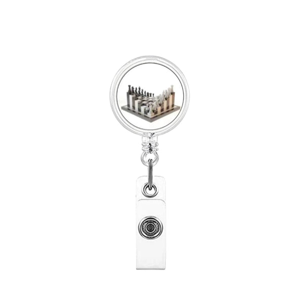 Retractable Id Badge Reel Puller Abs Material Modern Art Chess Glue Patch Easy Pull Buckle Printing