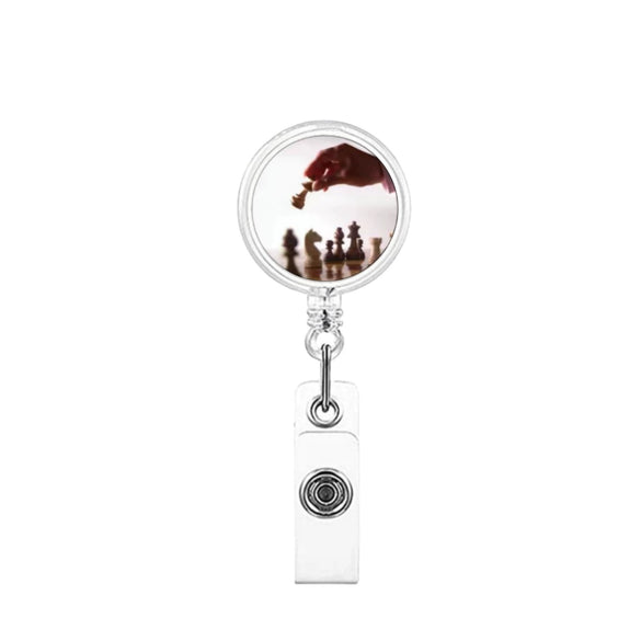 Retractable Id Badge Reel Puller Abs Material Modern Art Chess Glue Patch Easy Pull Buckle Printing