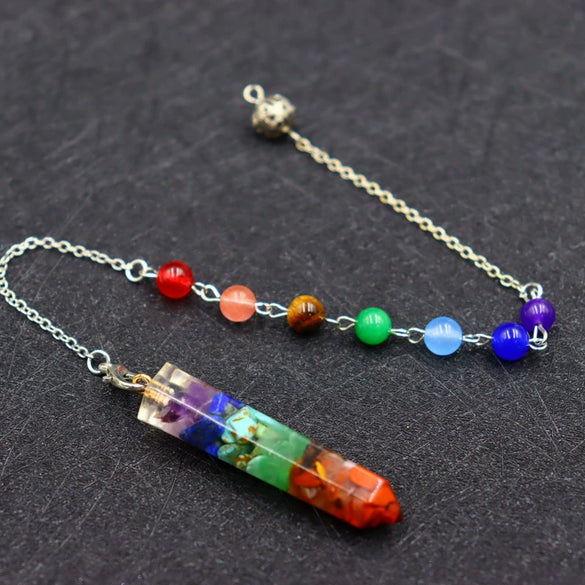 Retro Accessories Natural Crystal Gravel Resin Colorful Hexagonal Cone Column Handmade Spirit Pendant