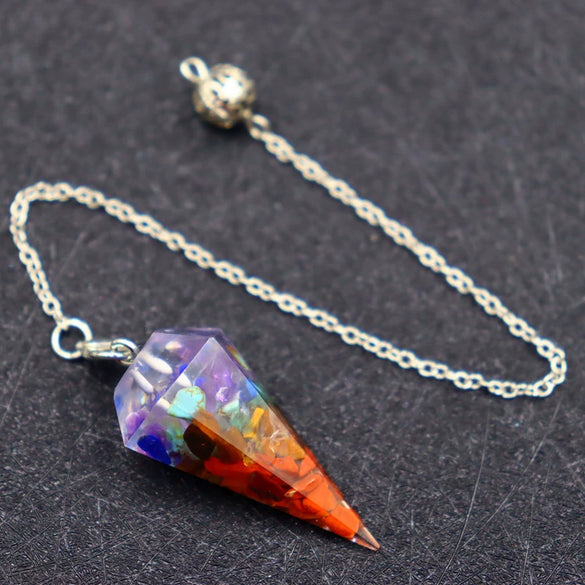 Retro Accessories Natural Crystal Gravel Resin Colorful Hexagonal Cone Column Handmade Spirit Pendant