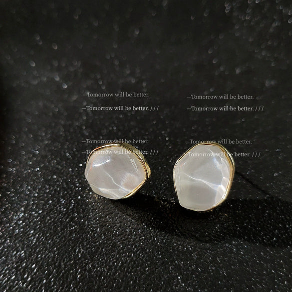 Retro Acrylic Asymmetrical Geometric Earrings For Women With Electroplated Simple Elegant Fashion Design