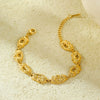 Retro Allmatch Geometric Stainless Steel Frosted Hollow Gold Plated Women's Bracelet
