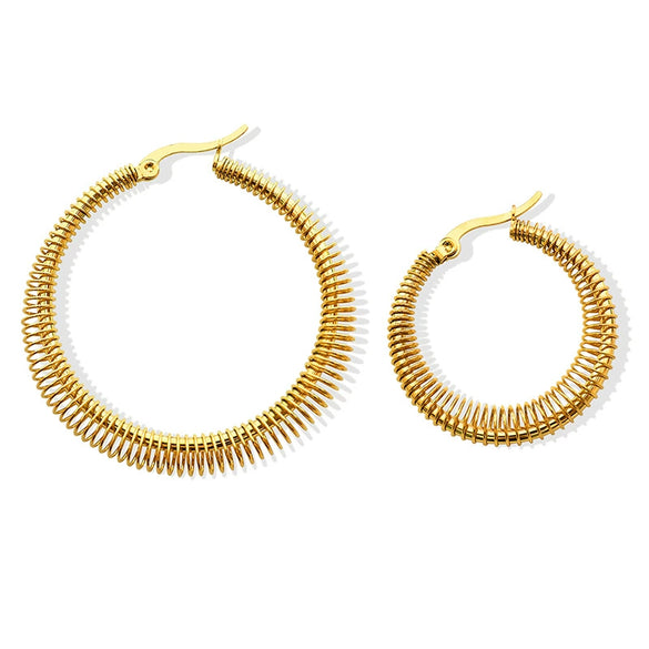Retro Allmatch Spring Wire Earrings Titanium Steel Gold Plated Geometric Design