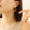 Retro Allmatch Spring Wire Earrings Titanium Steel Gold Plated Geometric Design