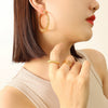 Retro Allmatch Spring Wire Earrings Titanium Steel Gold Plated Geometric Design