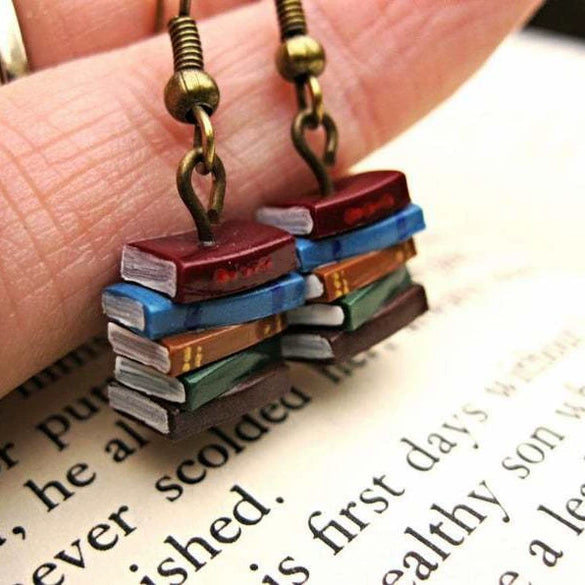 Retro Alloy Geometric Book Earrings Jewelry With Electroplating