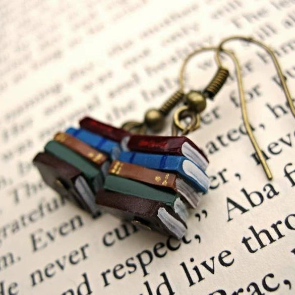 Retro Alloy Geometric Book Earrings Jewelry With Electroplating