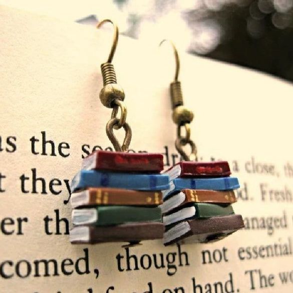 Retro Alloy Geometric Book Earrings Jewelry With Electroplating