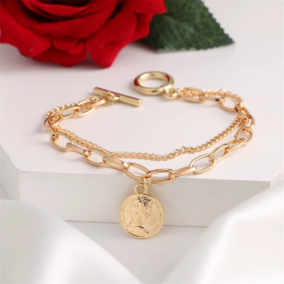 Retro Alloy Geometric Electroplating Bracelet Set Unisex