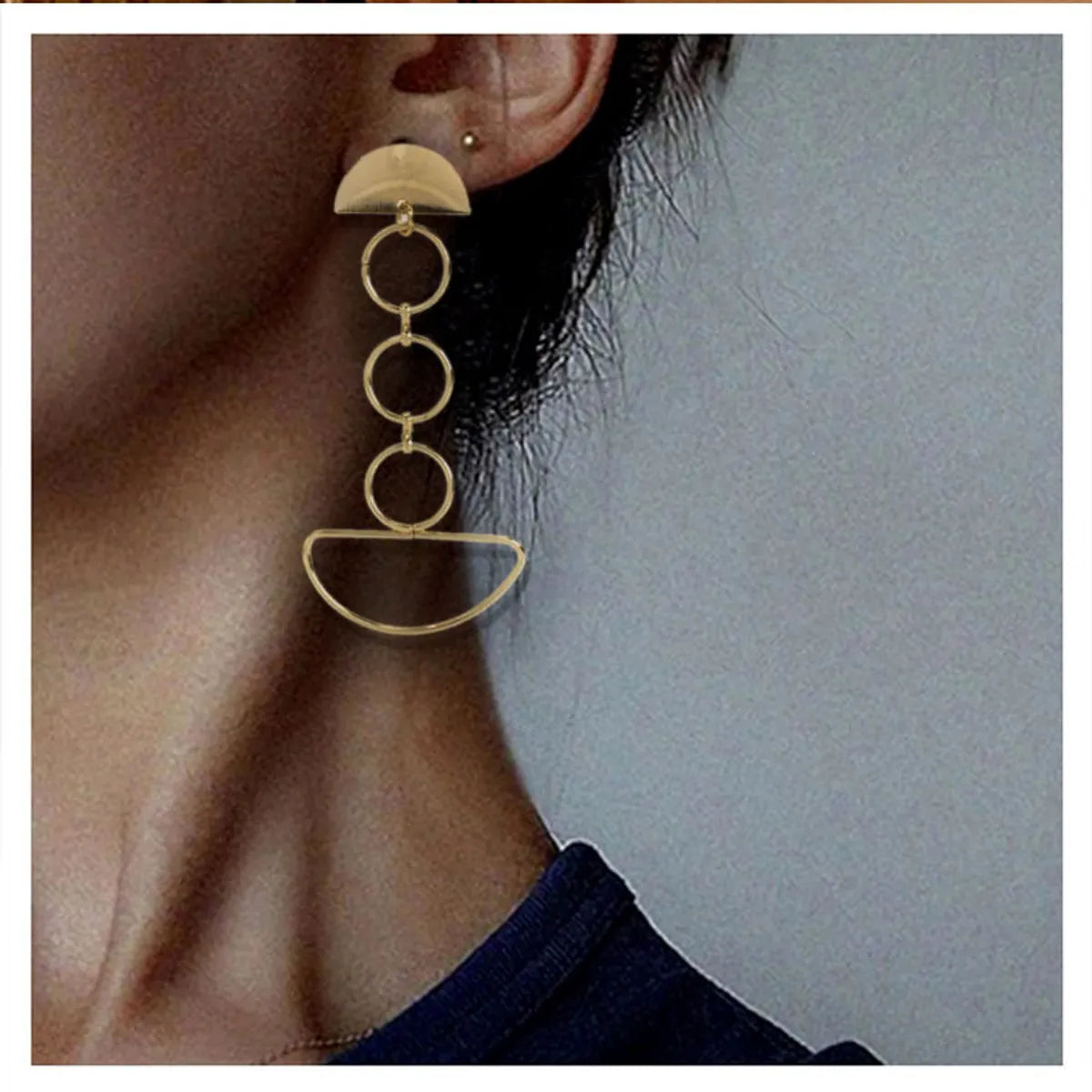 Retro Alloy Geometric Ring Long Earrings