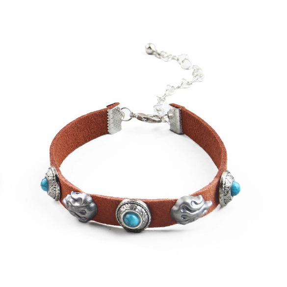 Retro Alloy Necklace With Flame Stone Electroplated Design