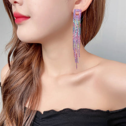 Retro Tassel Alloy Rhinestone Rhinestones Earrings