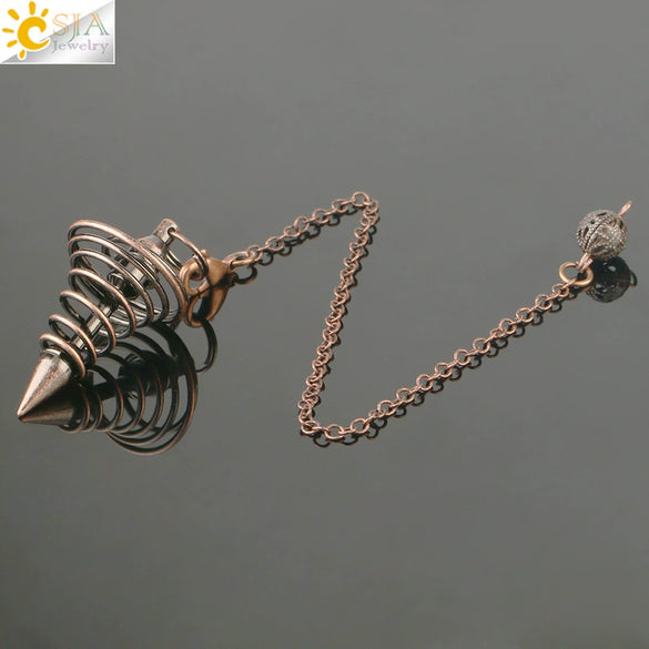 Retro Alloy Spiral Pendulum Necklace With Geometric Pendant Antique Copper Electroplated Finish And Ball Chain Jewelry Ornament