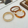 Retro Amber Smudged Acrylic Resin Wide Bracelet With Electroplating And Geometric Style