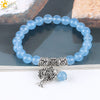 Retro Ancient Style Silver Plated Bracelet With Life Tree Design And Blue Semi Precious Stones And Crystal