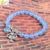 Retro Ancient Style Silver Plated Bracelet With Life Tree Design And Blue Semi Precious Stones And Crystal