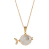 Retro Animal Style Clown Fish Pendant Necklace Copper Titanium Steel Electroplating