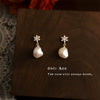 Retro Baroque Freshwater Pearl And Zircon Copper Geometric Handmade Earrings For Women Simple Elegant Light Luxury Jewelry