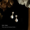 Retro Baroque Freshwater Pearl And Zircon Copper Geometric Handmade Earrings For Women Simple Elegant Light Luxury Jewelry