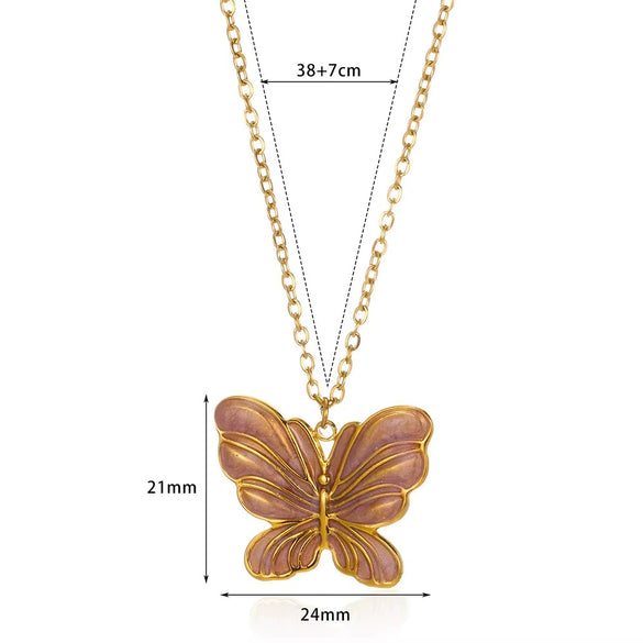 Retro Baroque Insect Fruit Stainless Steel Pendant Necklace With O Word Chain And Electroplating