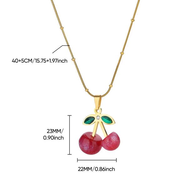 Retro Baroque Insect Fruit Stainless Steel Pendant Necklace With O Word Chain And Electroplating