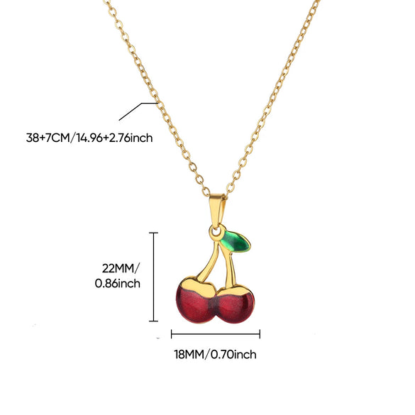 Retro Baroque Insect Fruit Stainless Steel Pendant Necklace With O Word Chain And Electroplating