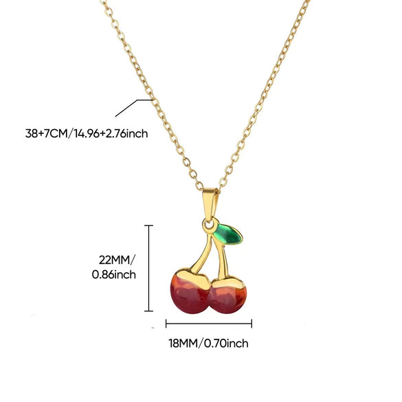 Retro Baroque Insect Fruit Stainless Steel Pendant Necklace With O Word Chain And Electroplating