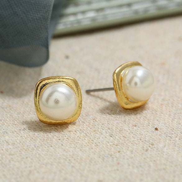 Retro Baroque Pearl Earrings For Women Simple Elegant Natural Style Trendy Ear Jewelry
