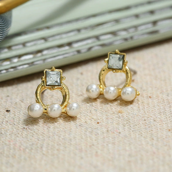 Retro Baroque Pearl Earrings For Women Simple Elegant Natural Style Trendy Ear Jewelry