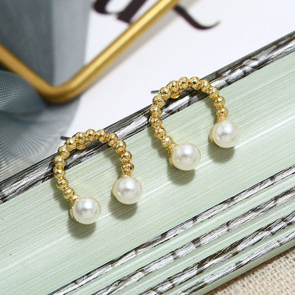 Retro Baroque Pearl Earrings For Women Simple Elegant Natural Style Trendy Ear Jewelry
