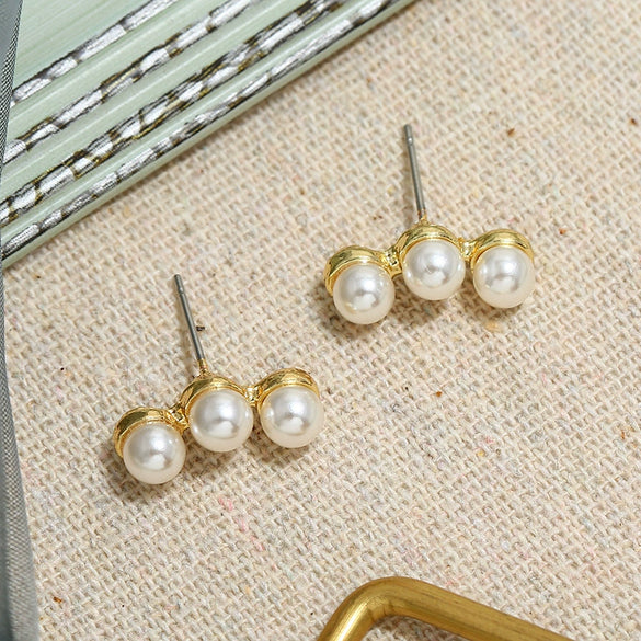 Retro Baroque Pearl Earrings For Women Simple Elegant Natural Style Trendy Ear Jewelry