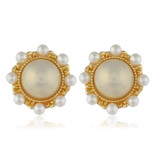 Retro Baroque Pearl Earrings For Women Simple Elegant Natural Style Trendy Ear Jewelry