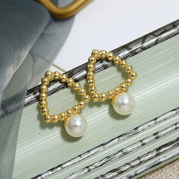 Retro Baroque Pearl Earrings For Women Simple Elegant Natural Style Trendy Ear Jewelry