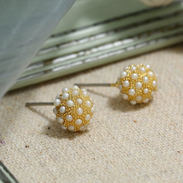 Retro Baroque Pearl Earrings For Women Simple Elegant Natural Style Trendy Ear Jewelry