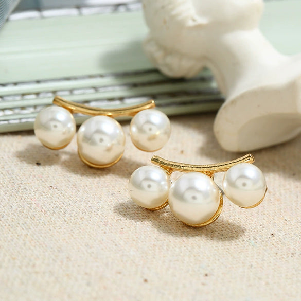 Retro Baroque Pearl Earrings For Women Simple Elegant Natural Style Trendy Ear Jewelry