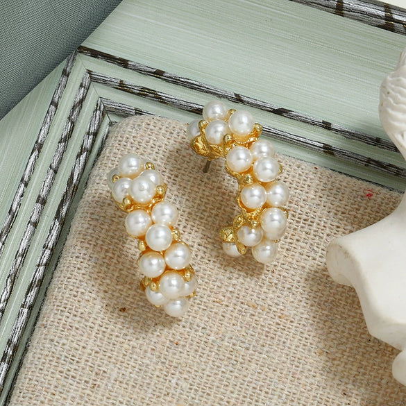Retro Baroque Pearl Earrings For Women Simple Elegant Natural Style Trendy Ear Jewelry