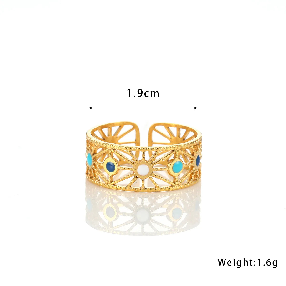 Retro Baroque Style Classic Style Round 304 Stainless Steel 18K Gold Plated Open Rings In Bulk