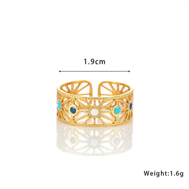 Retro Baroque Style Classic Style Round 304 Stainless Steel 18K Gold Plated Open Rings In Bulk