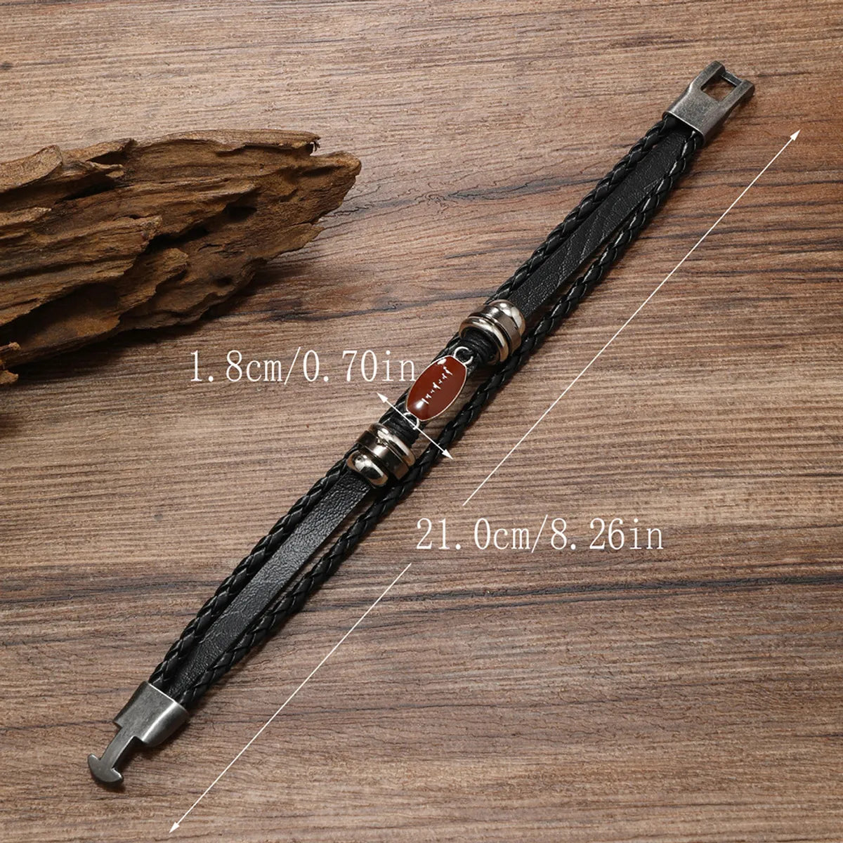 Retro Baseball Basketball Football Pu Leather Alloy Braid Men'S Bracelets